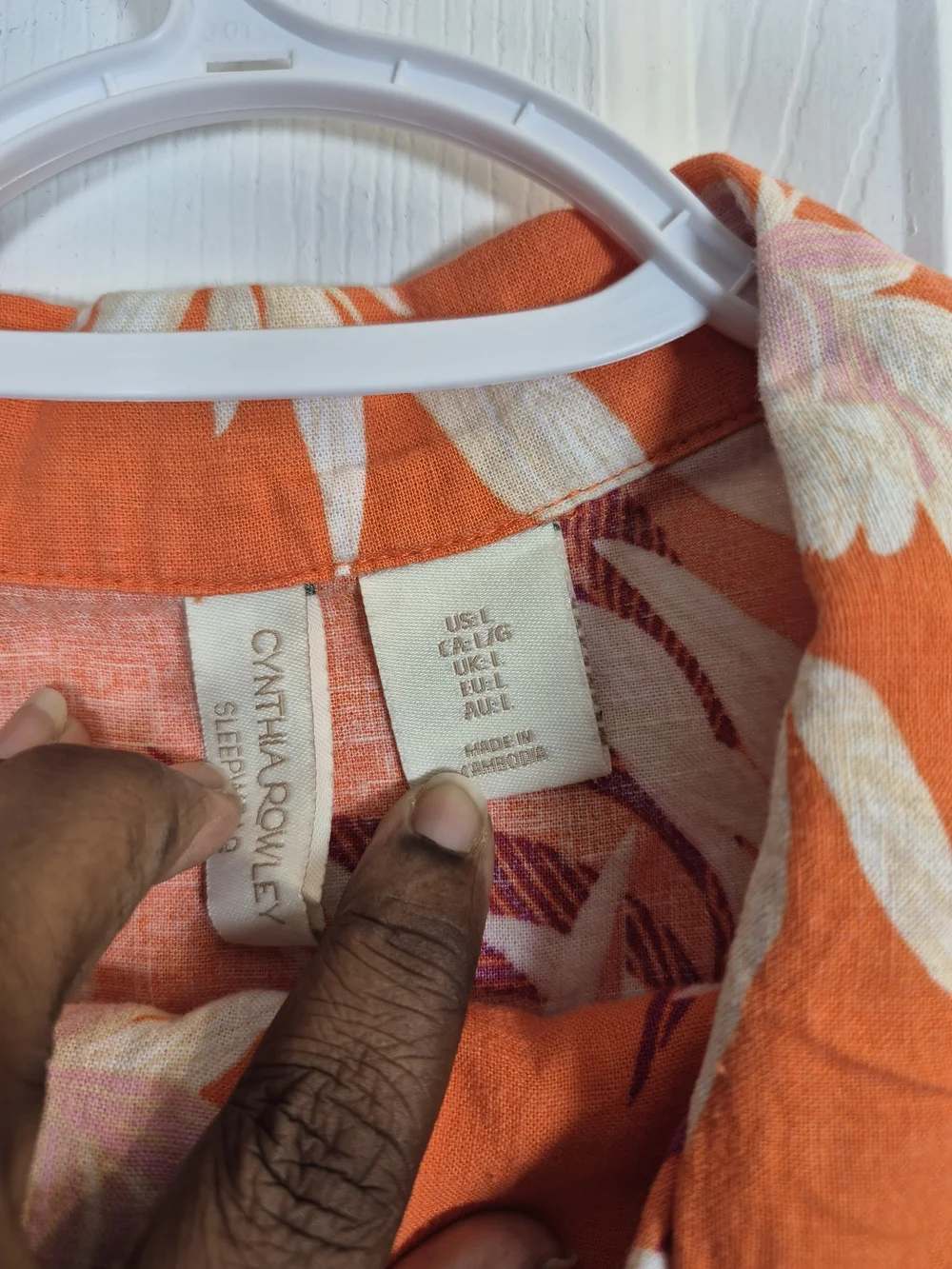Cynthia Rowley Linen Blend Tropical Floral Pajama Short Set Orange Size Large - Picture 8 of 9